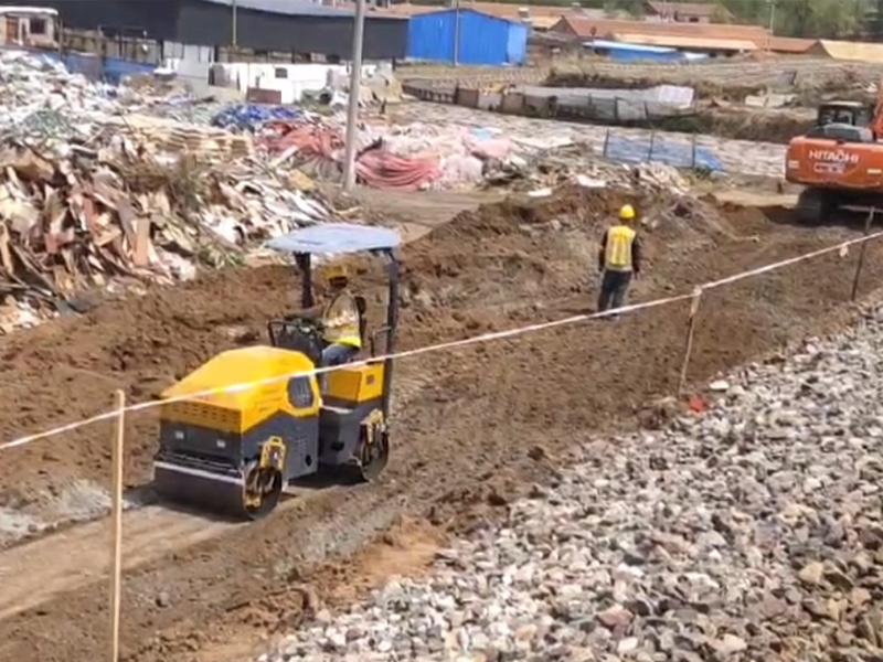 Construction of road subgrade with roller