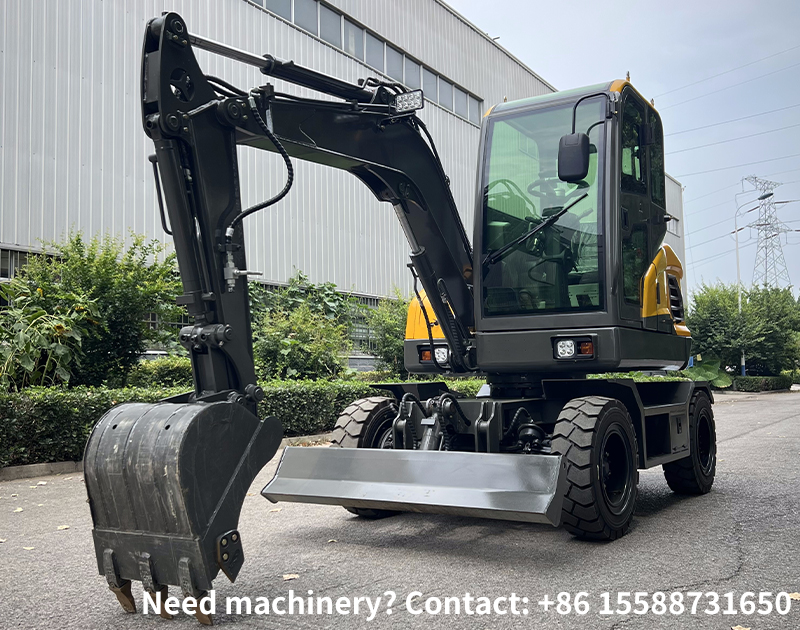 For which types of sites are wheeled excavators more suitable, and why?