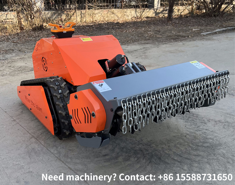 What types of traveling systems are commonly used in remote control lawn mowers?